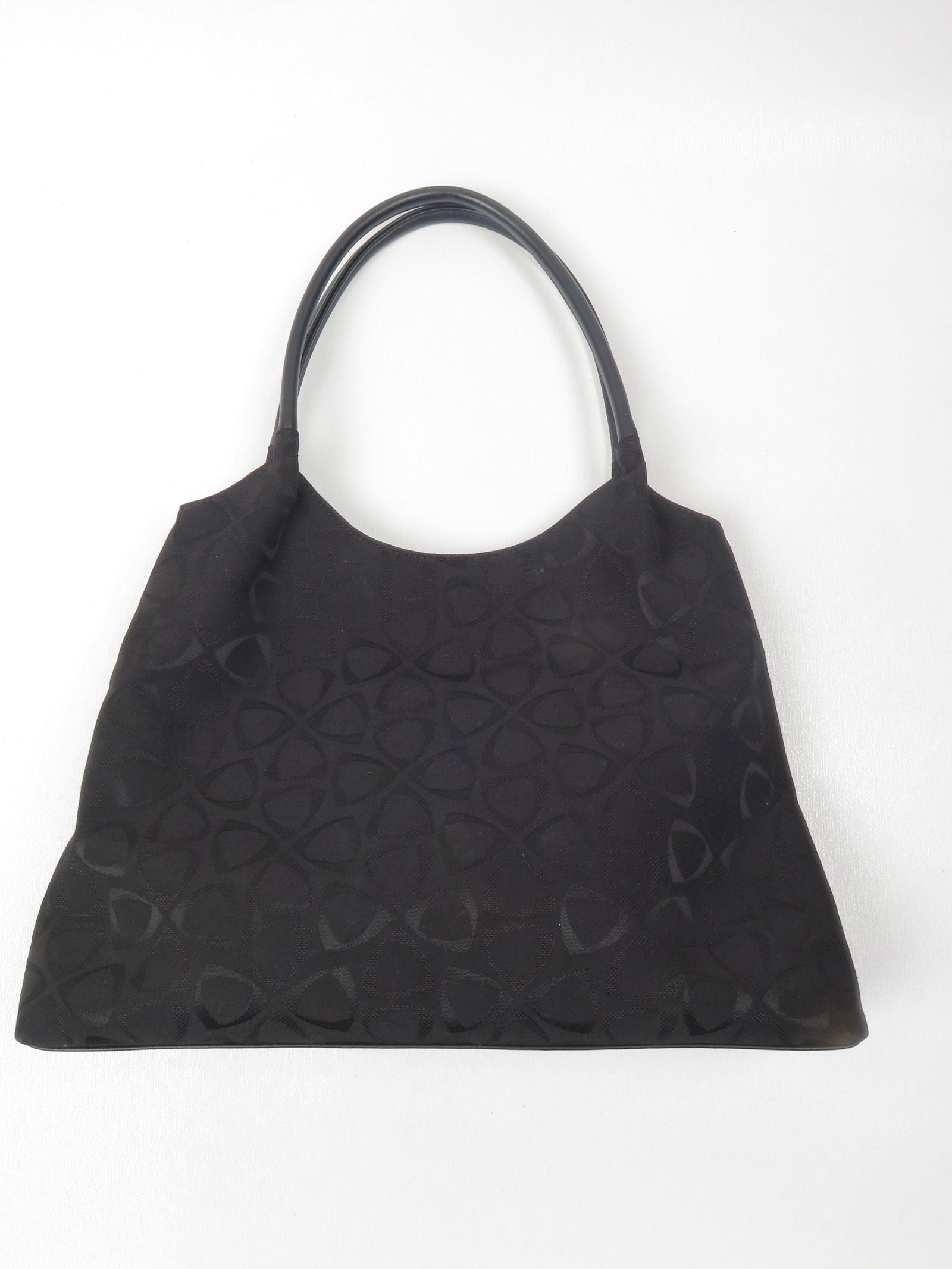 1990s Vintage Black Liz Claiborne Fabric Embossed Shoulder Bag