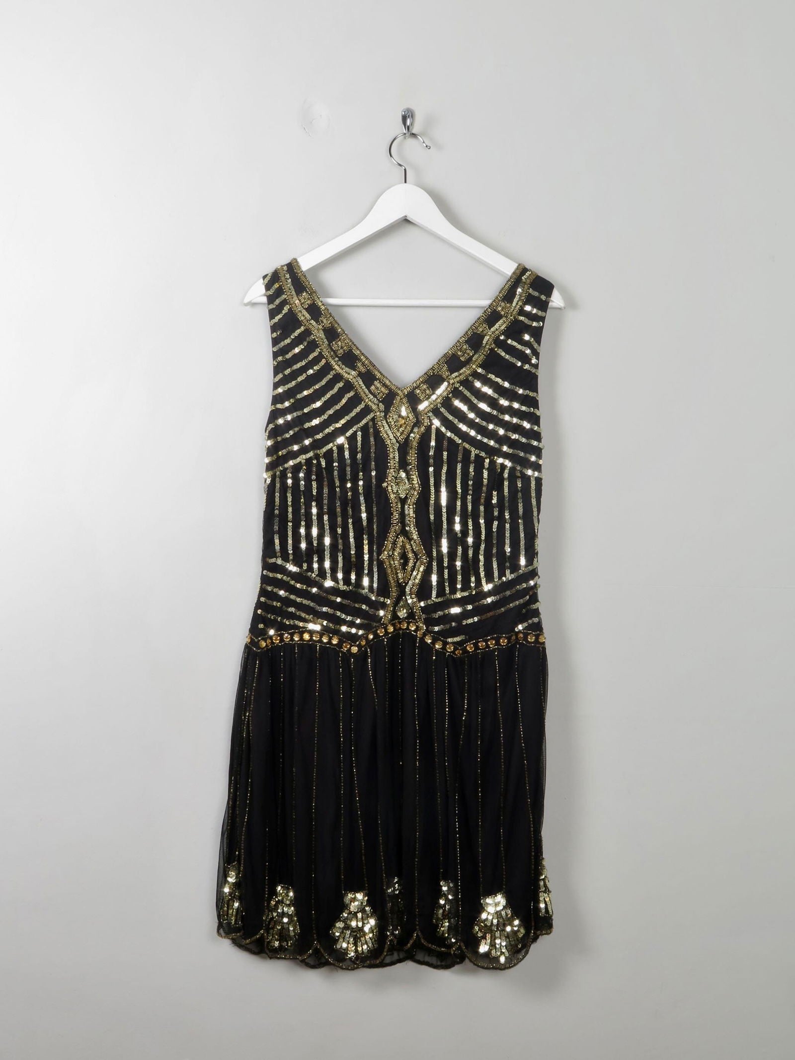 Black Gold Vintage Style 1920 s Flapper Dress 12