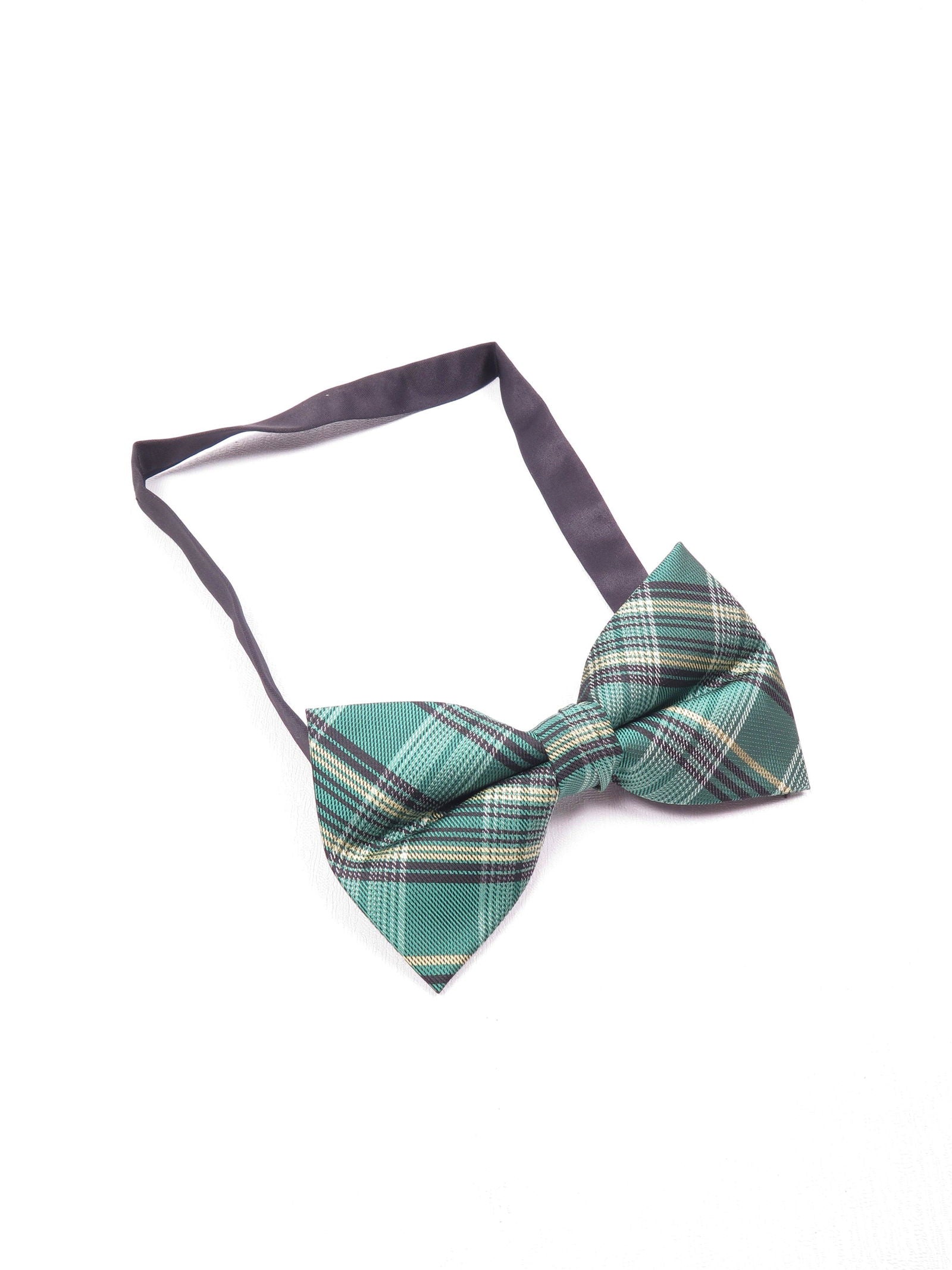 Green Retro Check Dickie Bow Tie New