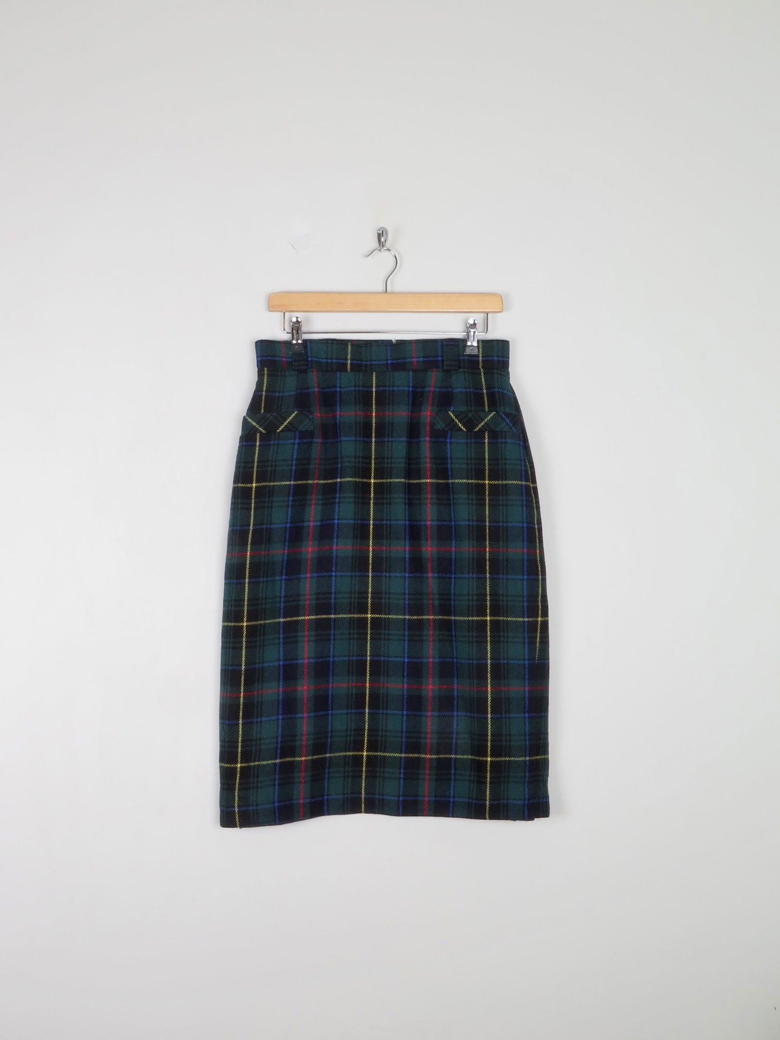 Green and blue plaid pencil skirt store
