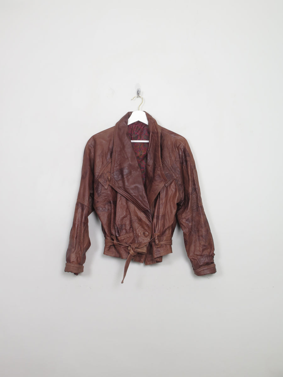 Women's Vintage Brown Leather 80's Jacket XS/S