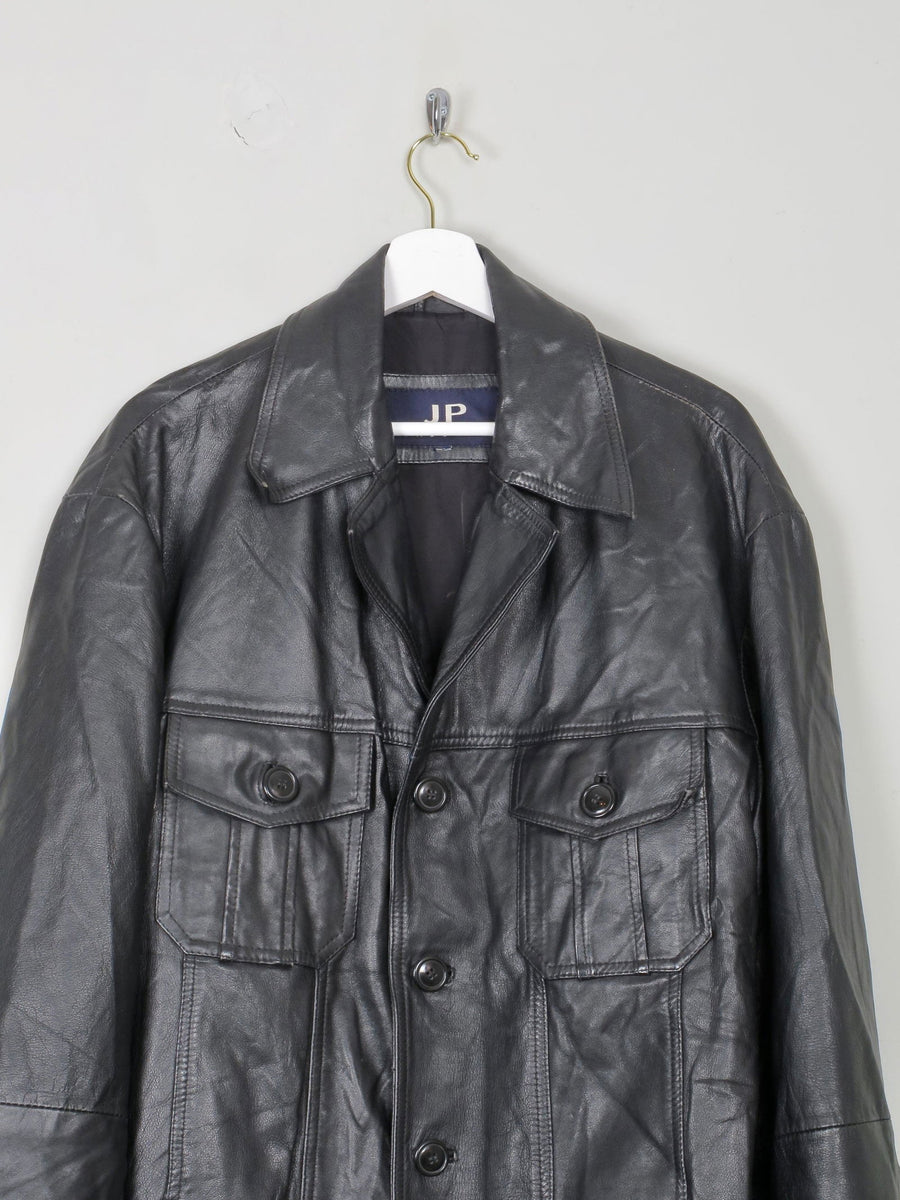 Men s Black Vintage Leather Jacket XL
