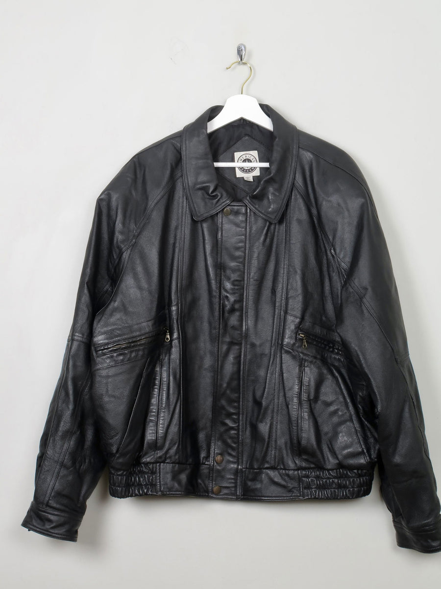 ジャケット・アウター vintage learher bomber jacket black Men's Vintage Black Leather Bomber Jacket L/XL
