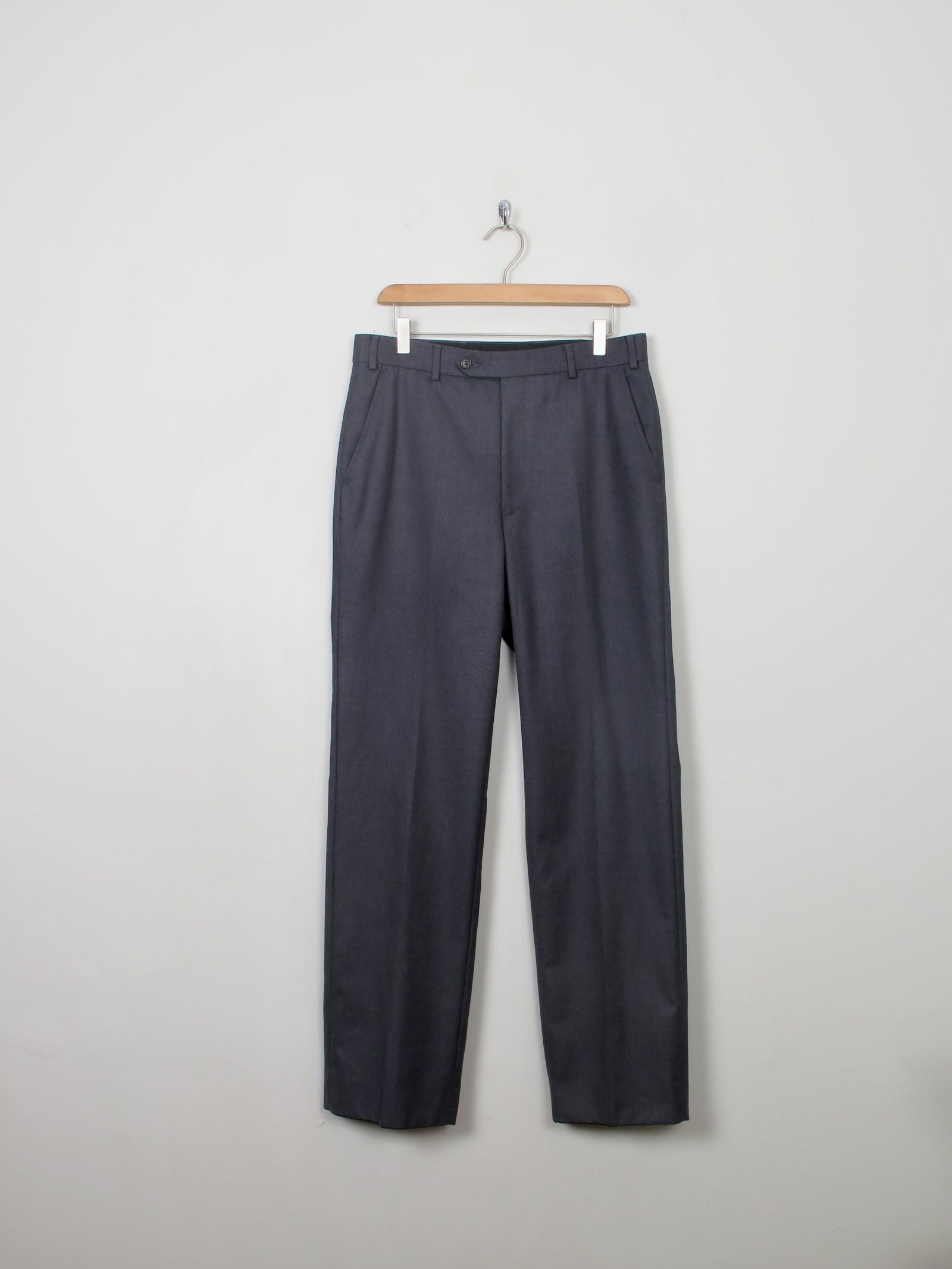 Men's Vintage Dark Grey Wool Trousers 32