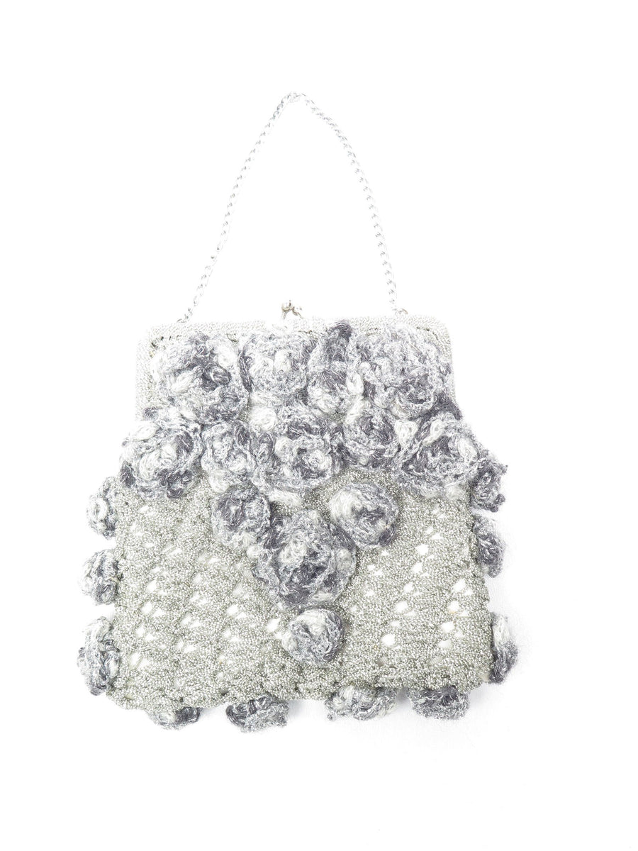 Silver Vintage Crochet Style Evening Bag