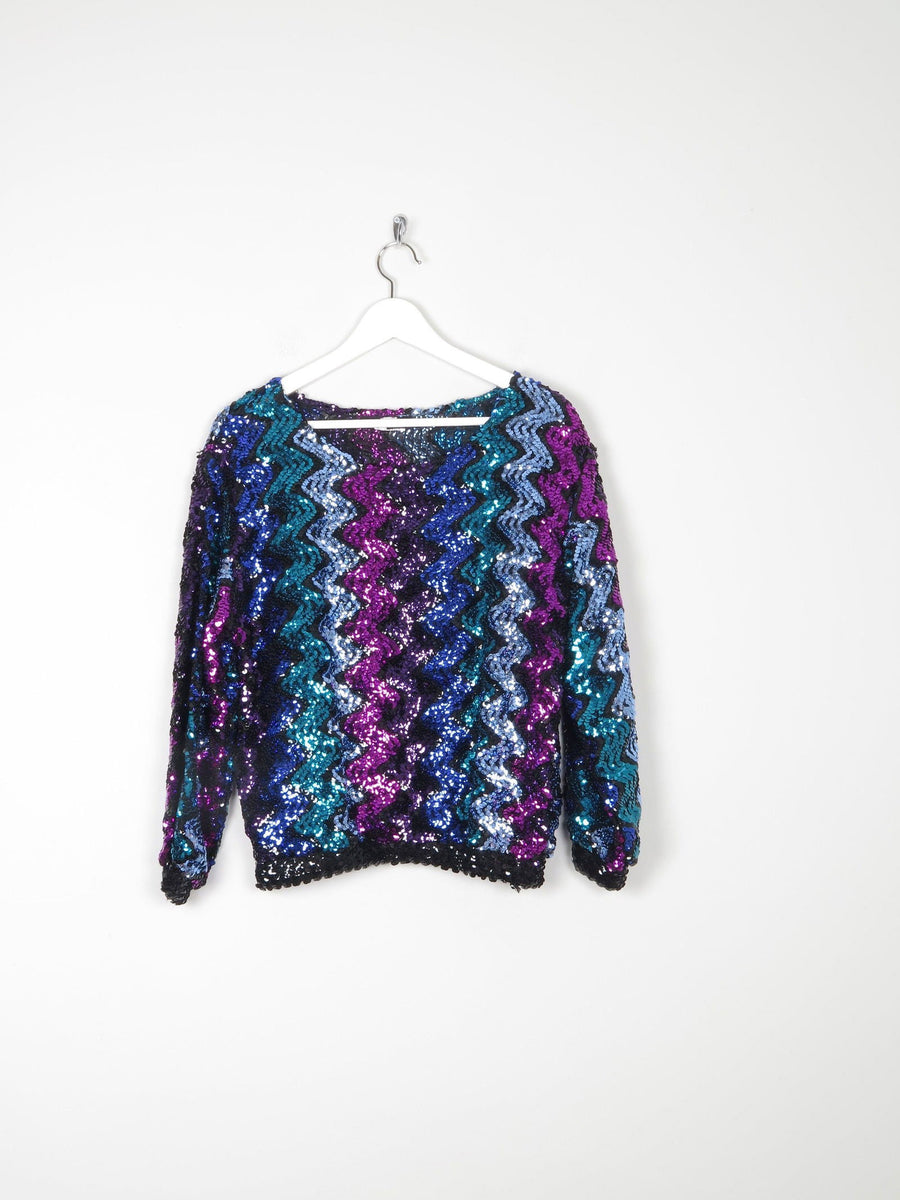Vintage Colourful Vintage Sequin Disco Top S/M
