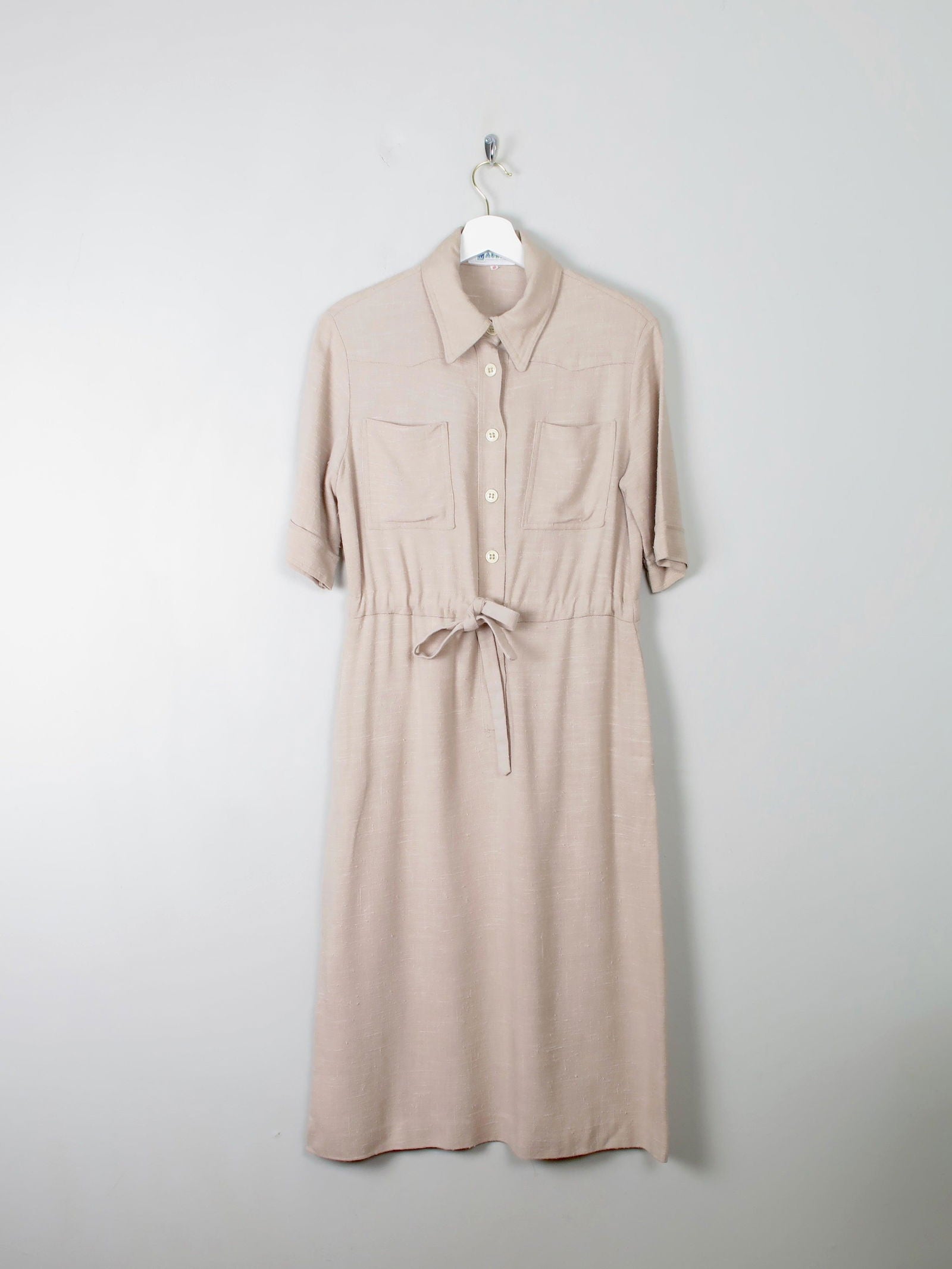 Vintage Cream Linen Safari Dress S