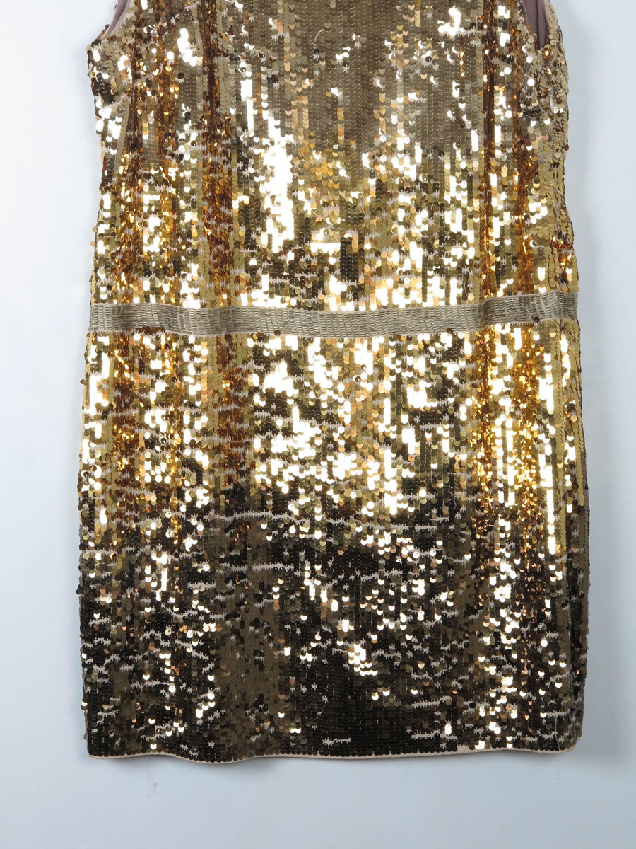 Vintage Gold Sequin 1920s Style Charleston Dress L/XL