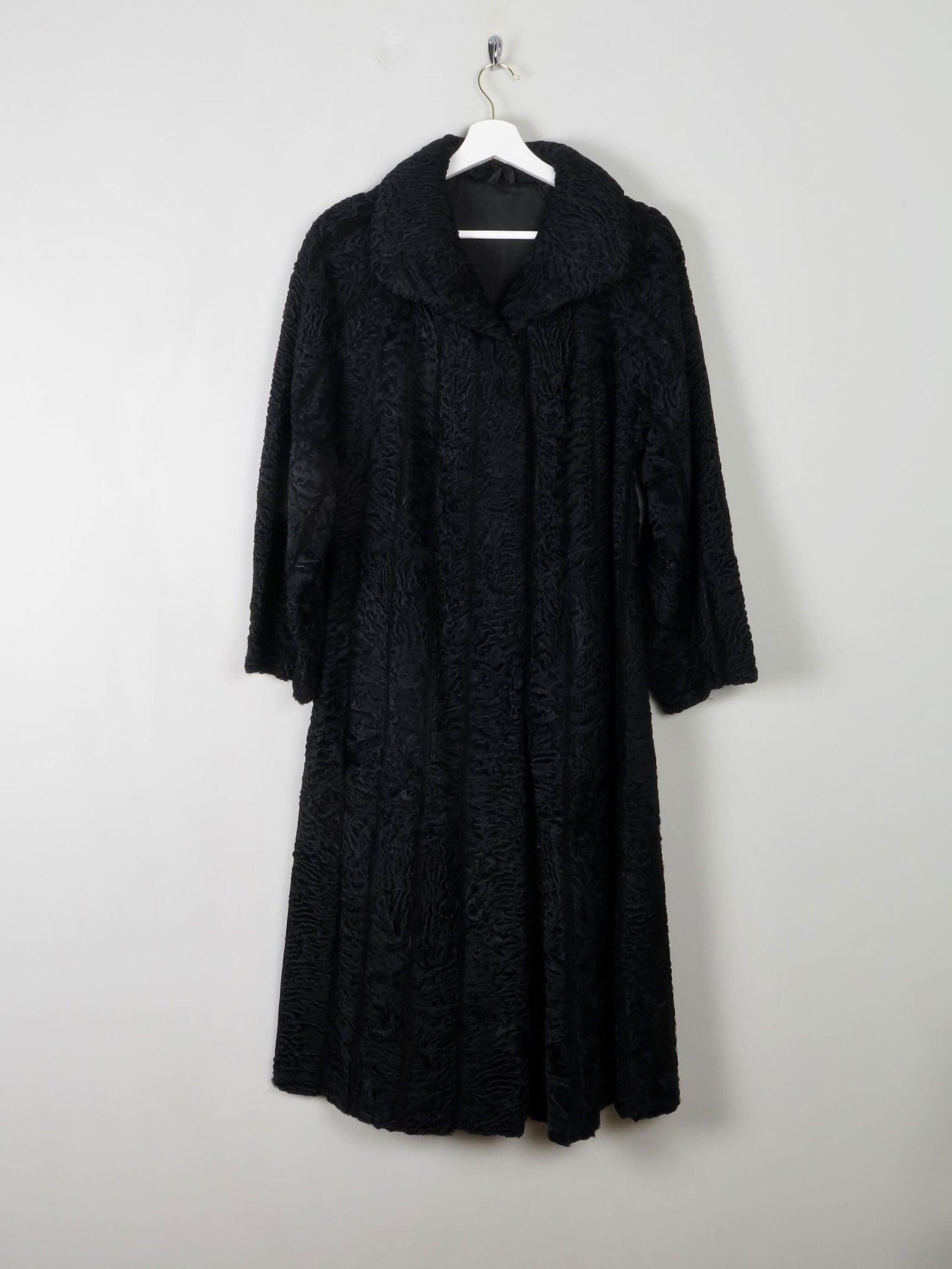 Manteau Femme En Astrachan Rétro - Noir, Style Années 60, Petit/moyen