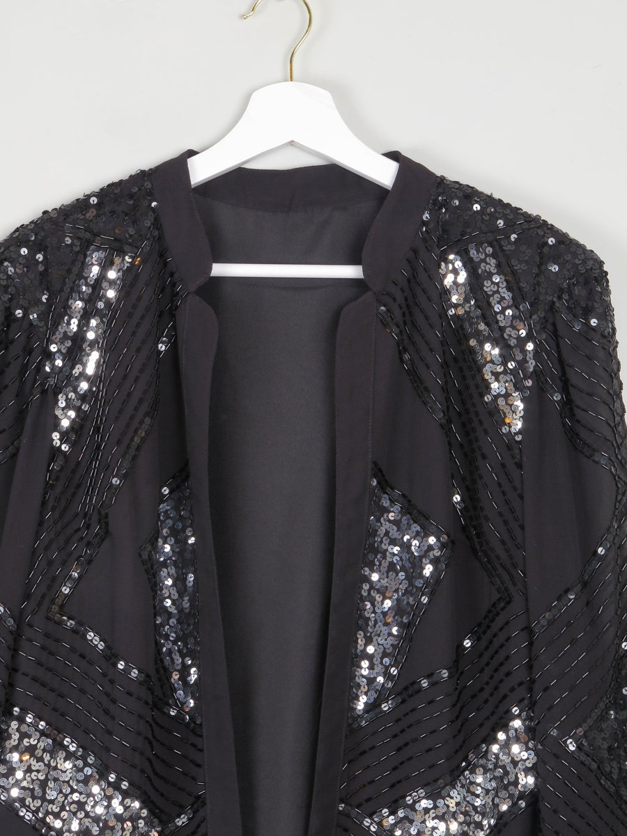 Black Sequin Designer Sequin Jacket Plus Size Sylvia Mollie