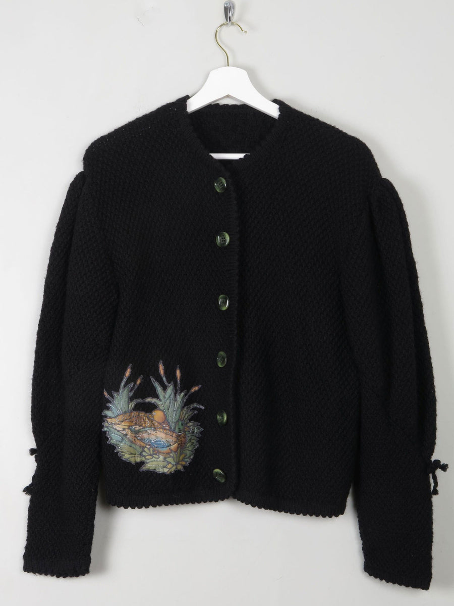 Women's Vintage Black Wool Austrian Cardigan M/L