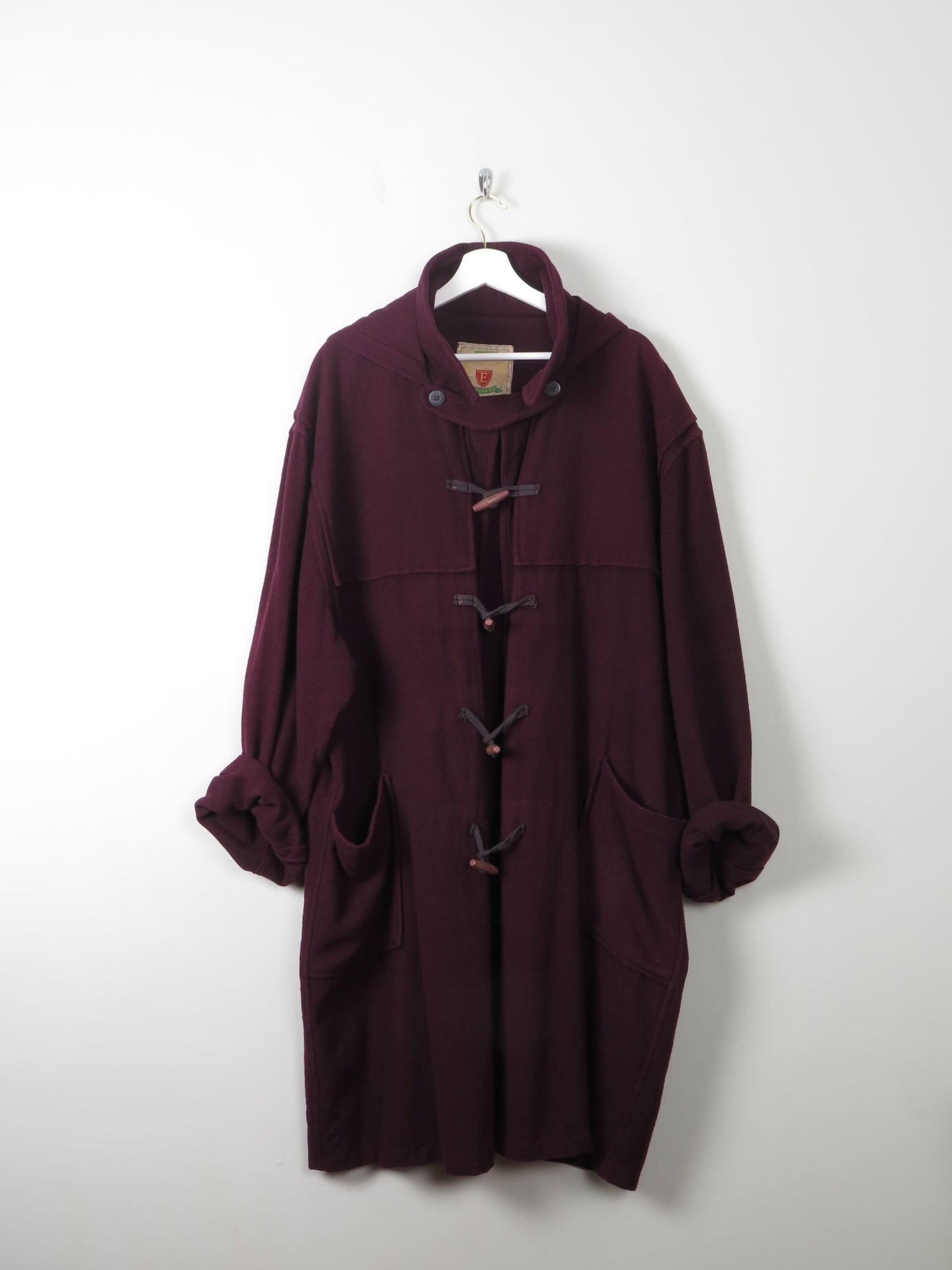 Men's Burgundy Vintage Duffle Coat L/XL - The Harlequin