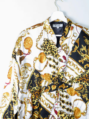 Men’s Italian Vintage Silk Genelli  Baroque Bomber Jacket M Unworn Deadstock - The Harlequin