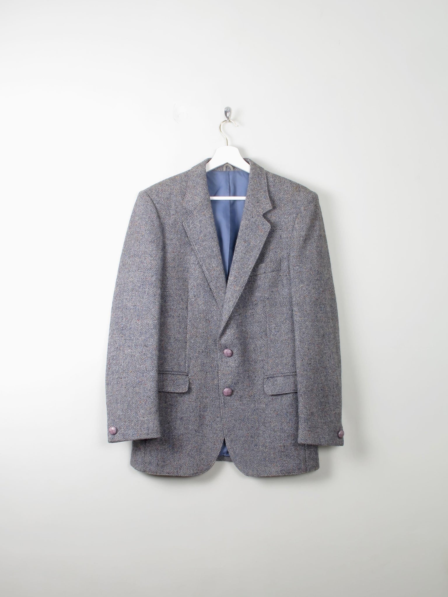 Men's Vintage Blue Donegal Tweed Jacket 38" - The Harlequin