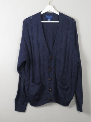 Men's Vintage Knitted Cardigan Blue L - The Harlequin