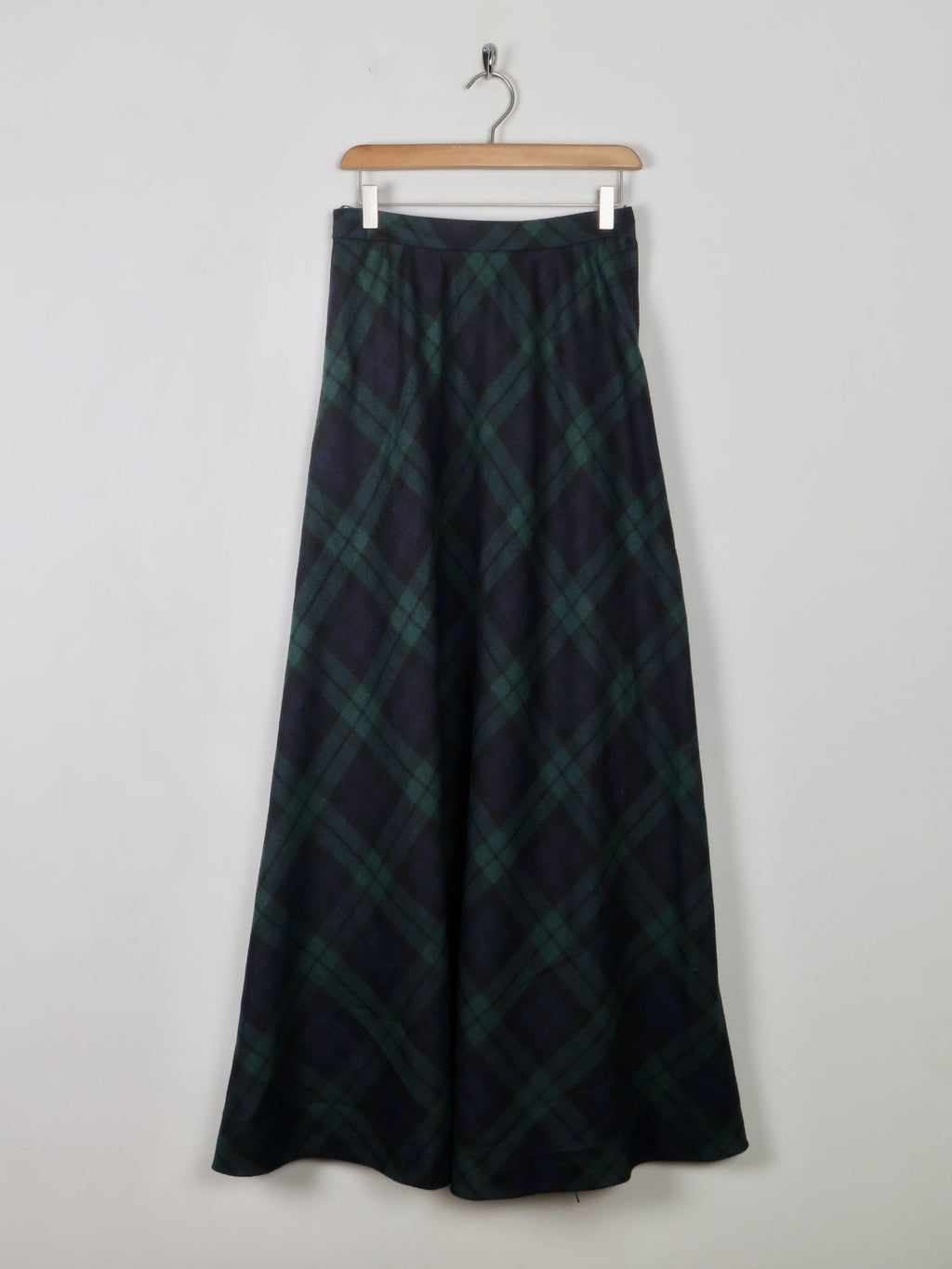 Tartan Wool Vintage Maxi Skirt S 27" - The Harlequin