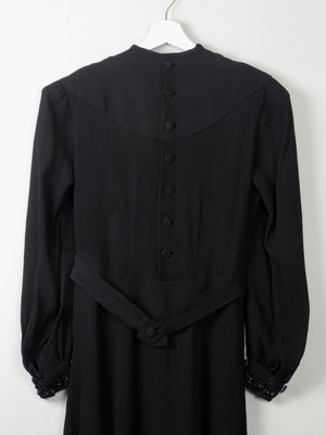 Vintage Black 1940s Dress 8/10 - The Harlequin