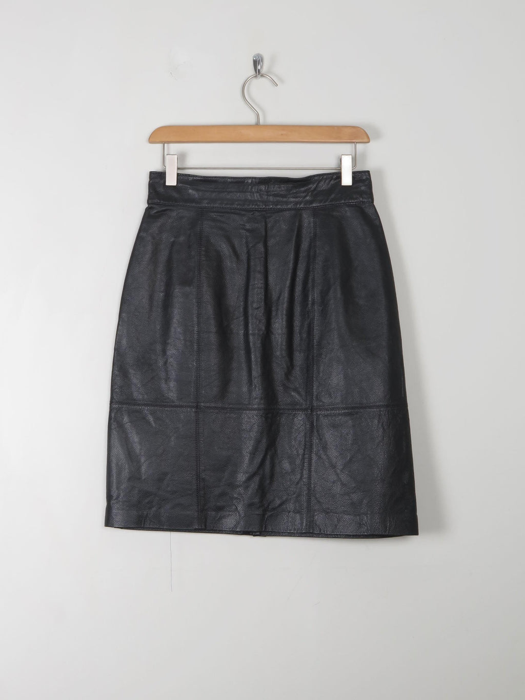 Vintage Black Leather Skirt 27'W - The Harlequin