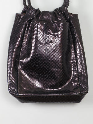 Vintage Black Leather Textured Bag - The Harlequin