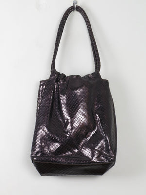 Vintage Black Leather Textured Bag - The Harlequin
