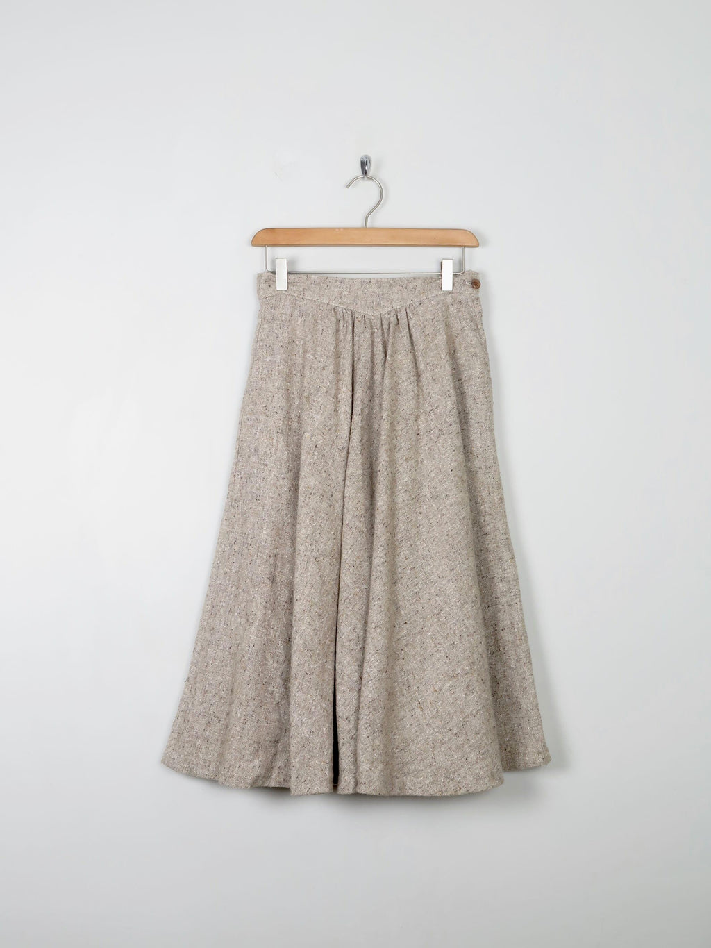 Vintage Cream Melange Tweed Full Skirt 26" XS - The Harlequin