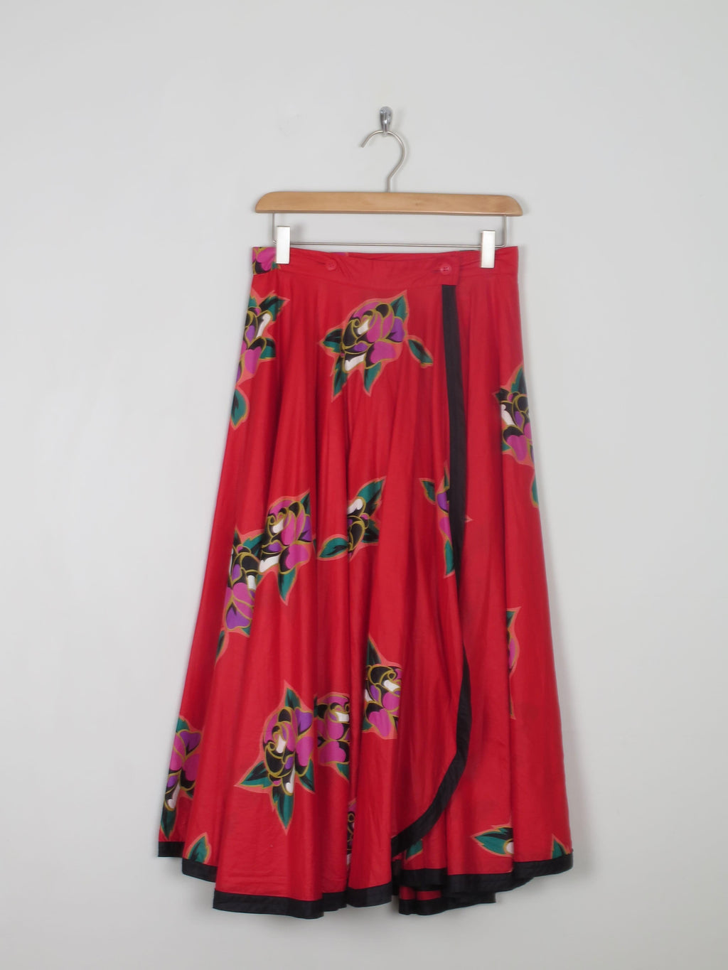 Vintage Red Printed Mondi Wrap Over Full Skirt 27 8/10 - The Harlequin