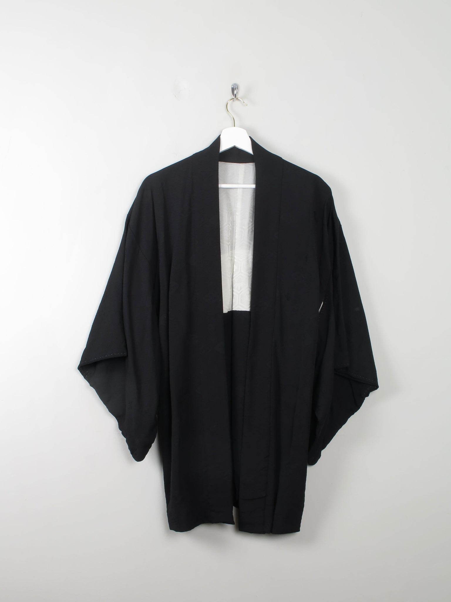 Vintage Silk Kimono Black S/M - The Harlequin