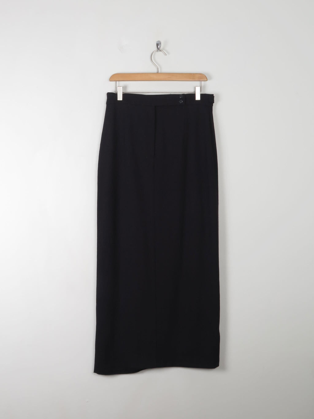Vintage Wool Black Maxi Skirt 30" W - The Harlequin