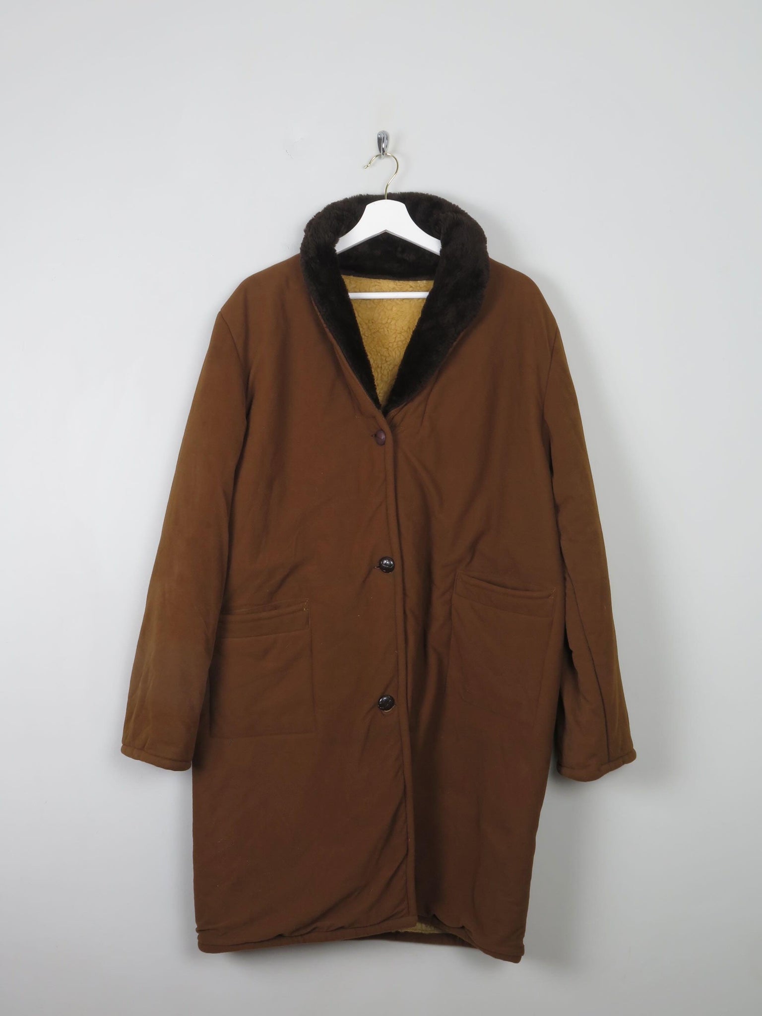 Women's 1960s Faux Sheepskin Style Coat M/L - The Harlequin