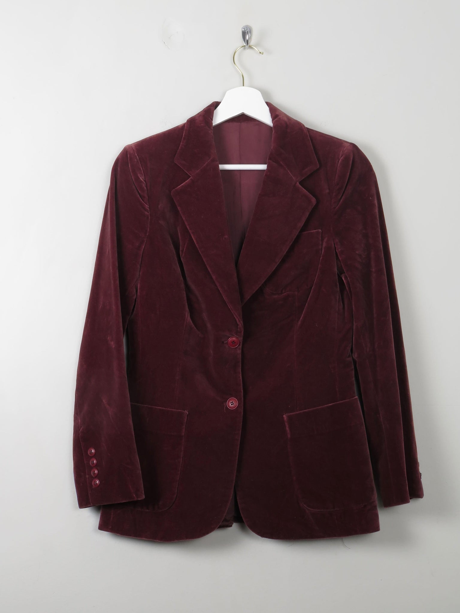 Women's 1970s Vintage Velvet jacket Dusty Dark Pink XS - The Harlequin