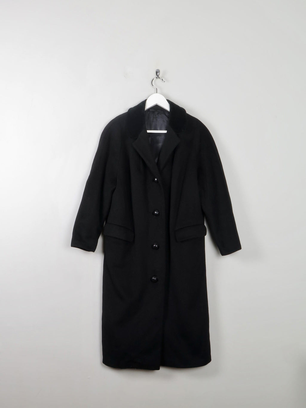 Women's Black Wool 1950s Cashmere/Wool Vintage Coat S/M - The Harlequin