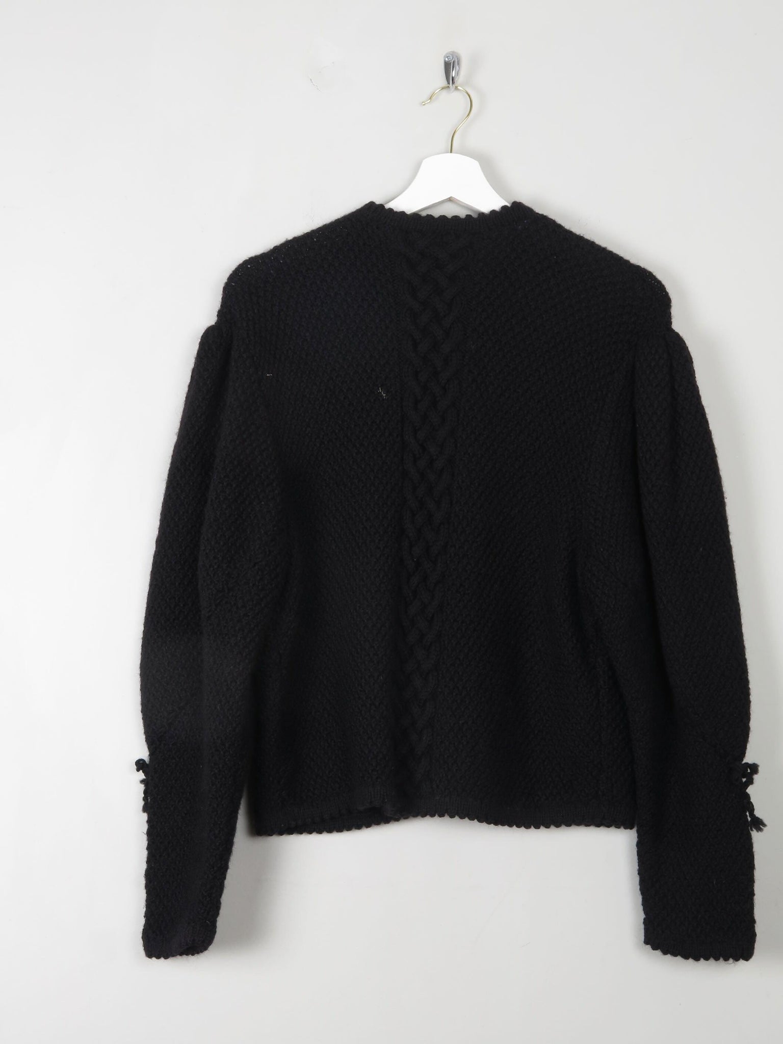 Women's Black Wool Austrian Cardigan M/L - The Harlequin