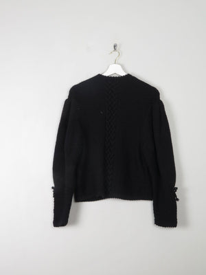 Women's Black Wool Austrian Cardigan M/L - The Harlequin