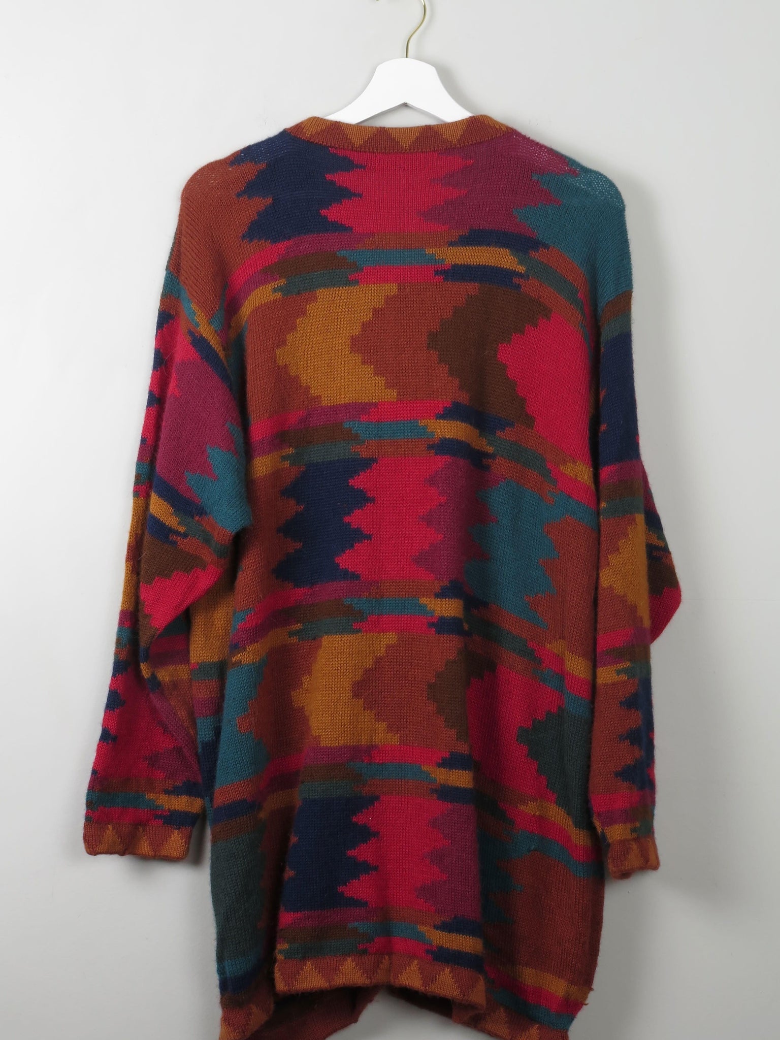Women's Colurful Vintage Wool Cardigan L/XL - The Harlequin