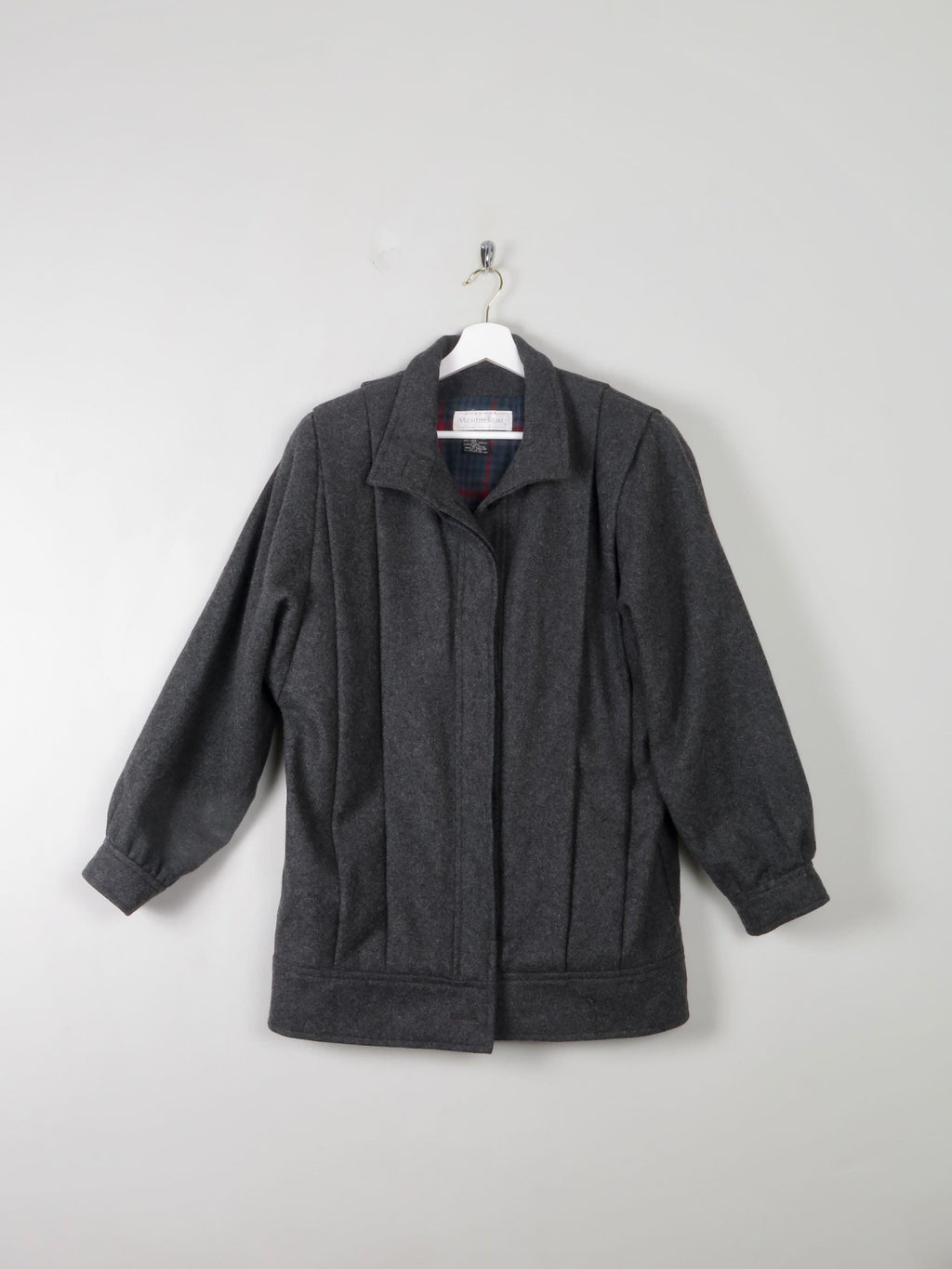 Women's Grey Wool Pleated Jacket S/M - The Harlequin