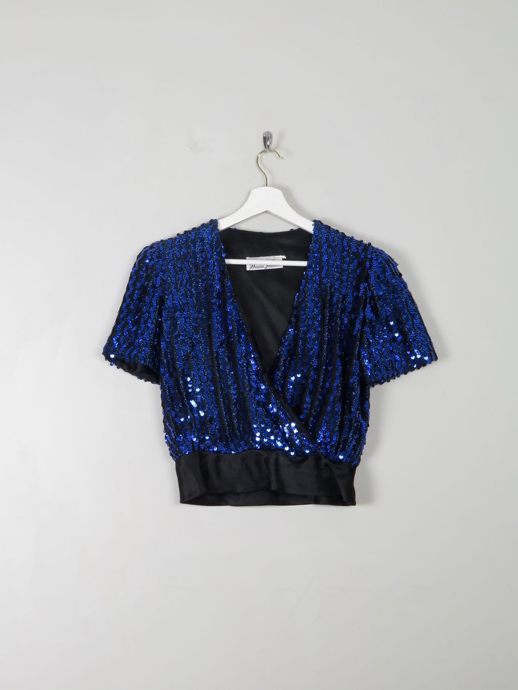 Women's Vintage  Electric Blue Sequin Cropped Top XS/S - The Harlequin