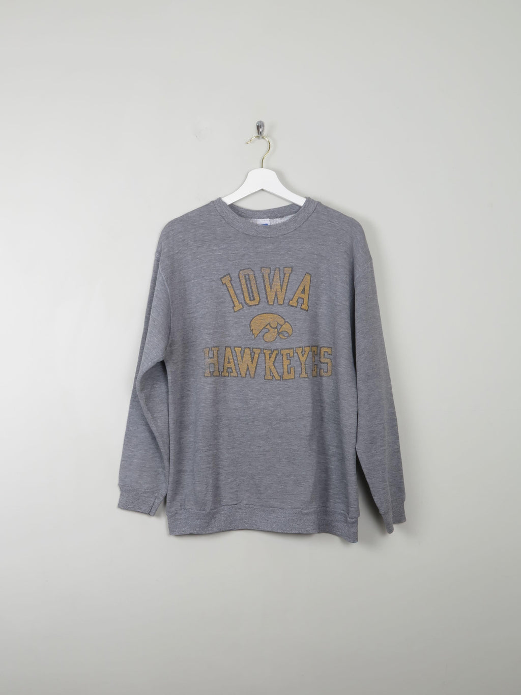 Women's Vintage Grey Sweatshirt With Logo Iowa Hawkeyes M - The Harlequin