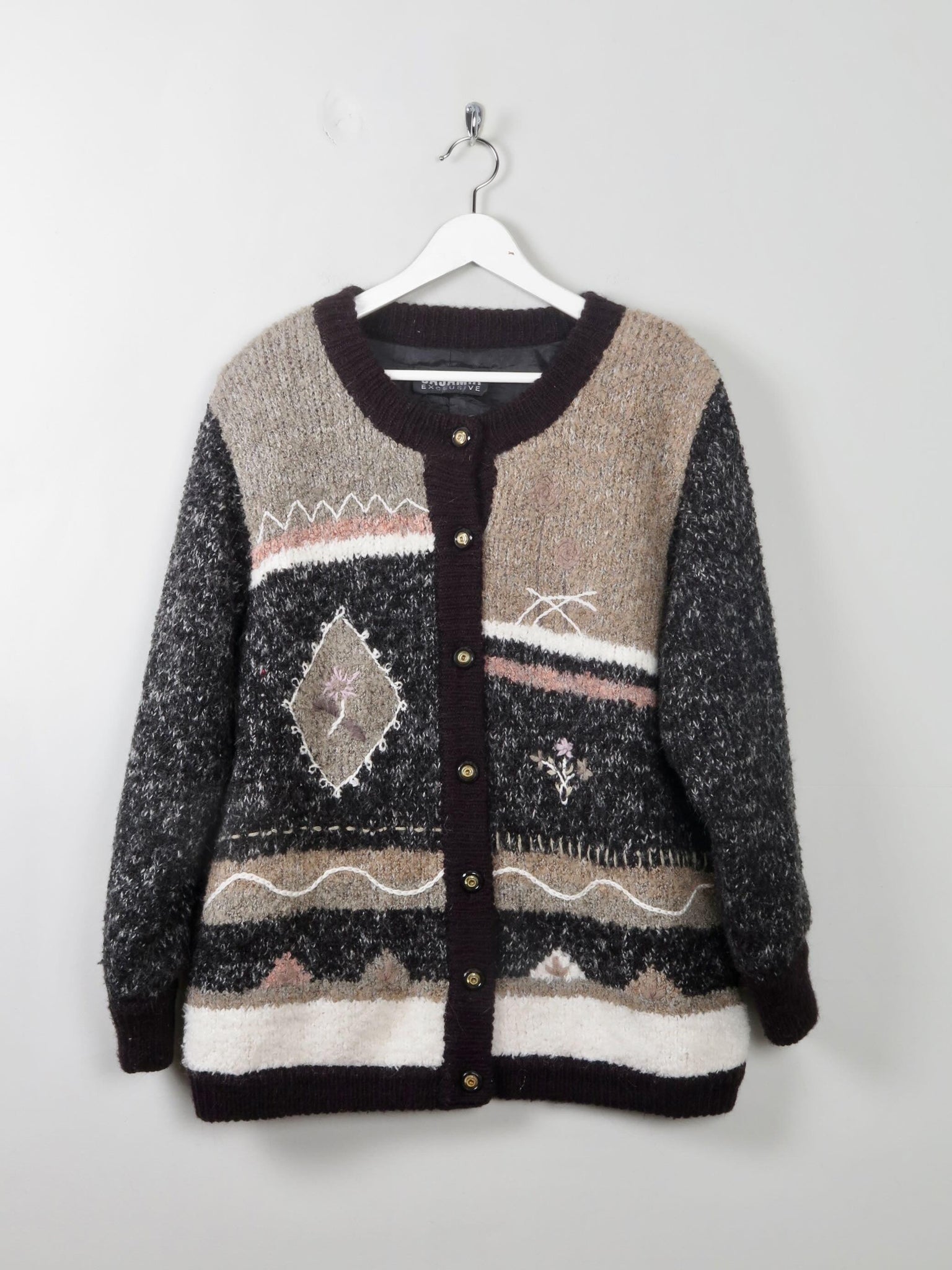 Women's Vintage Lined Wool Cardigan M/L - The Harlequin