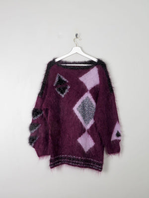 Women's Vintage Mohair Jumper With Designs M/L - The Harlequin