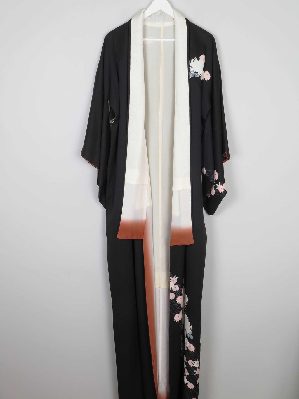 Black Vintage Silk Crepe  Antique  Kimono S-L - The Harlequin