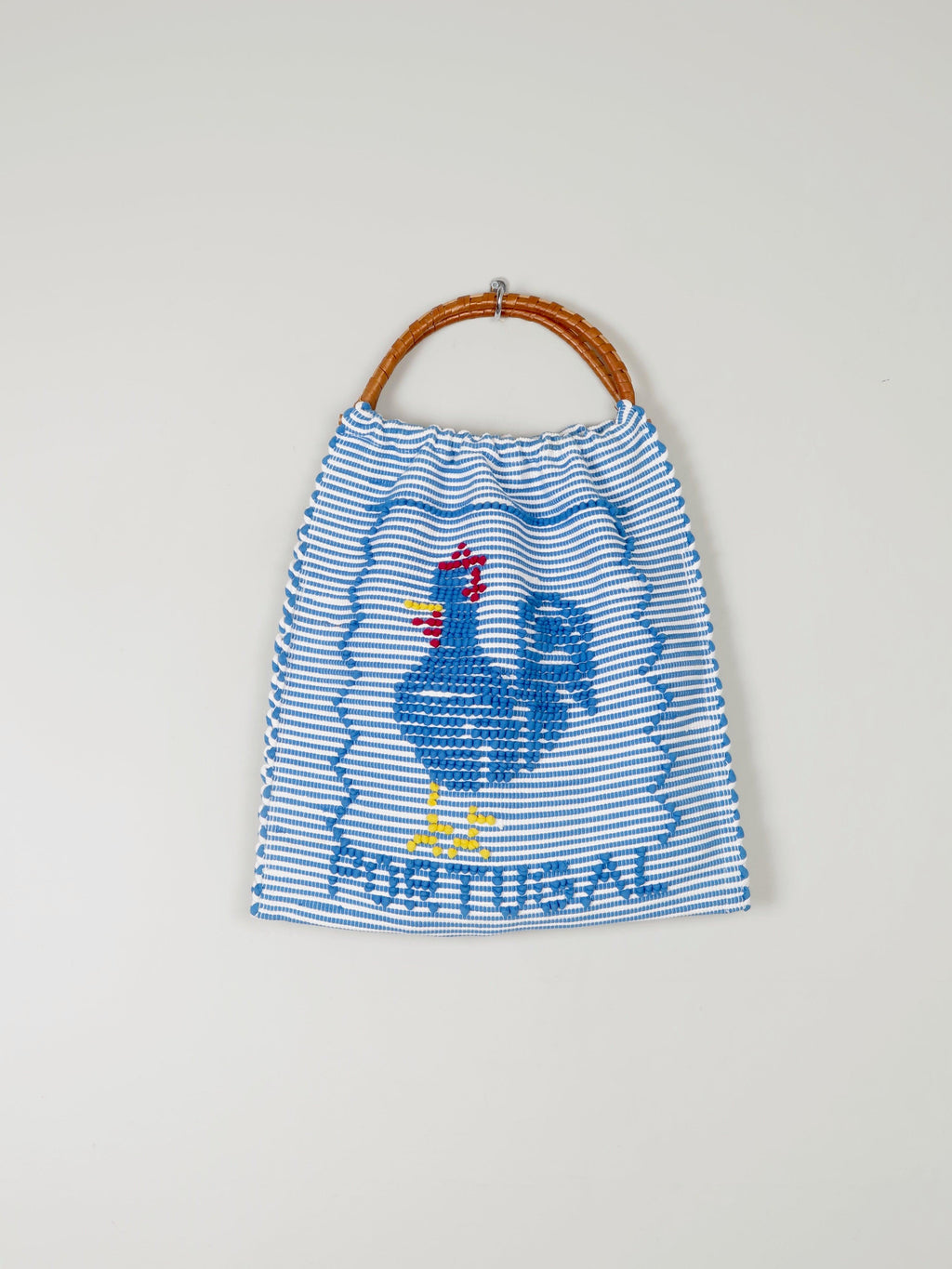 Blue Vintage Cotton Portugal Striped Embroidered Bag - The Harlequin