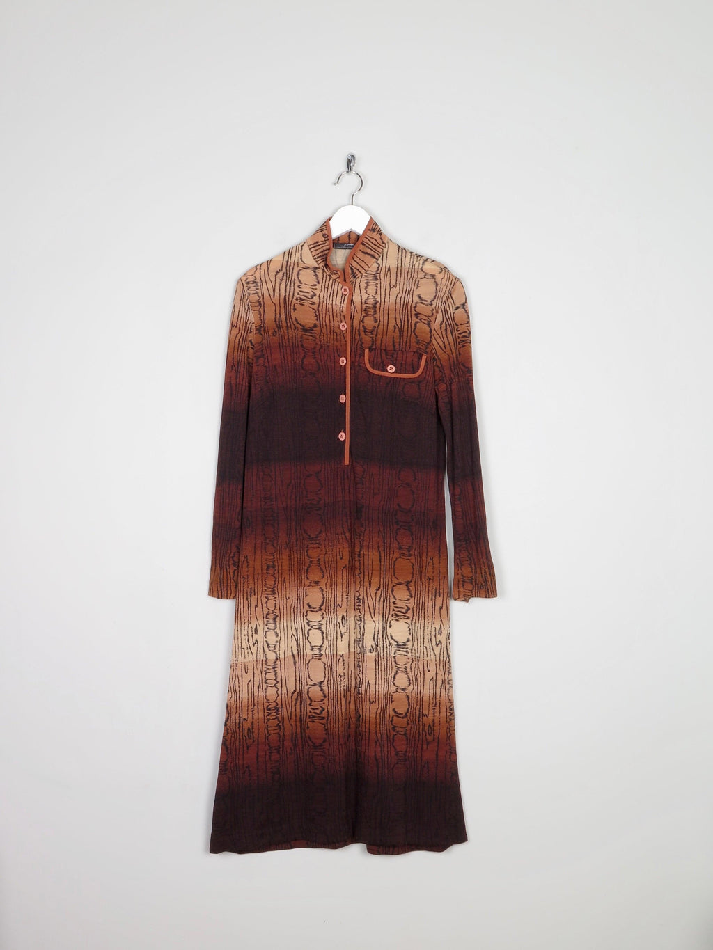 Italian Vintage 1970s Dress With Rust/Tan/Brown Tones 8/10 - The Harlequin
