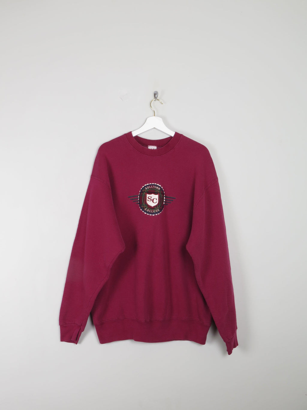 Men's Wine Vintage Sullivan College Sweatshirt L/XL - The Harlequin