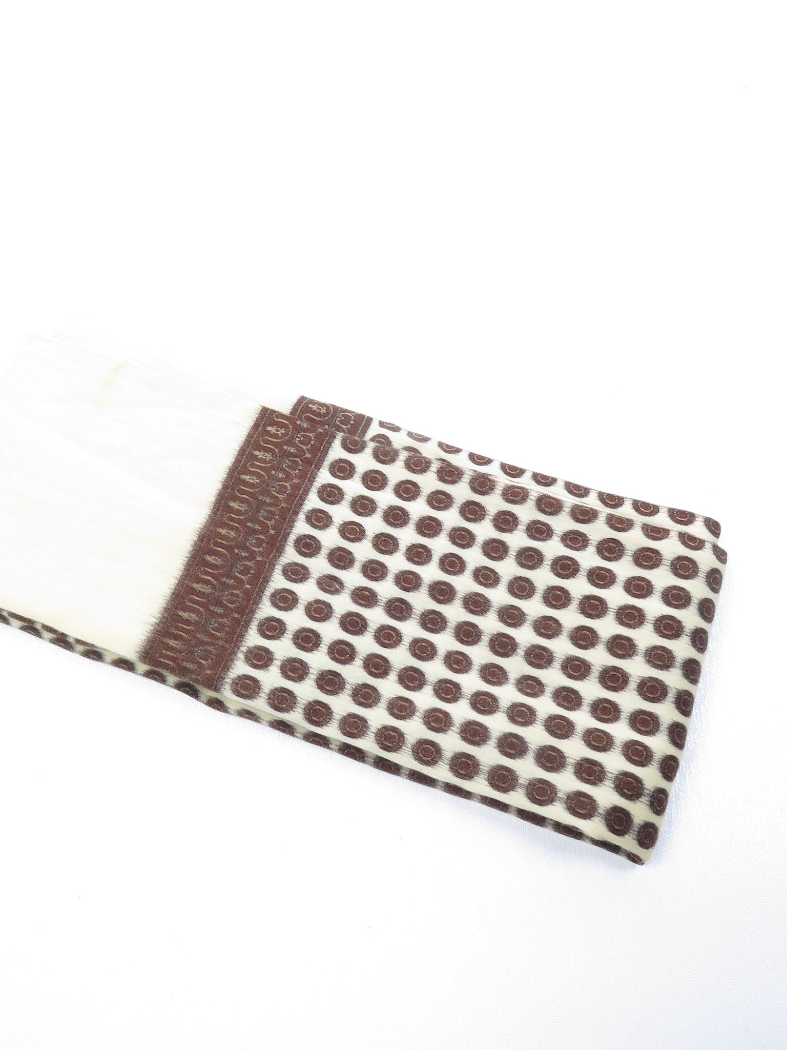 Mens Classic Vintage Cream & Brown Printed Cravat Style Scarf - The Harlequin