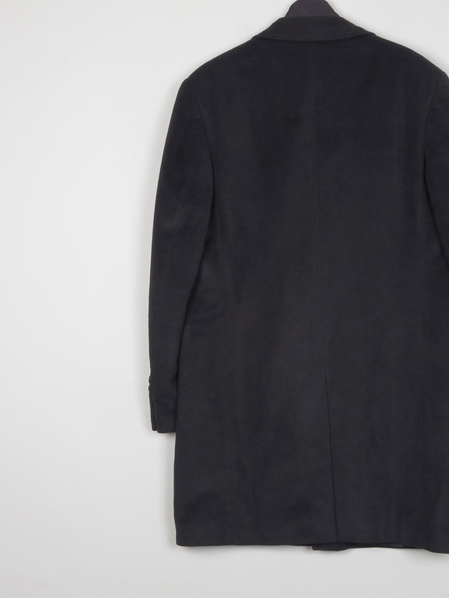 Mens Cashmere & Wool Black 3/4 length Crombie Style Coat 40" - The Harlequin