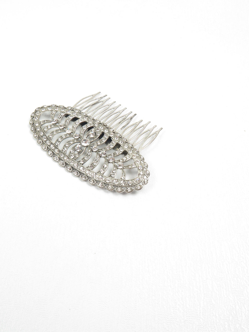 Silver Diamanté Art Deco Style Hair Comb - The Harlequin