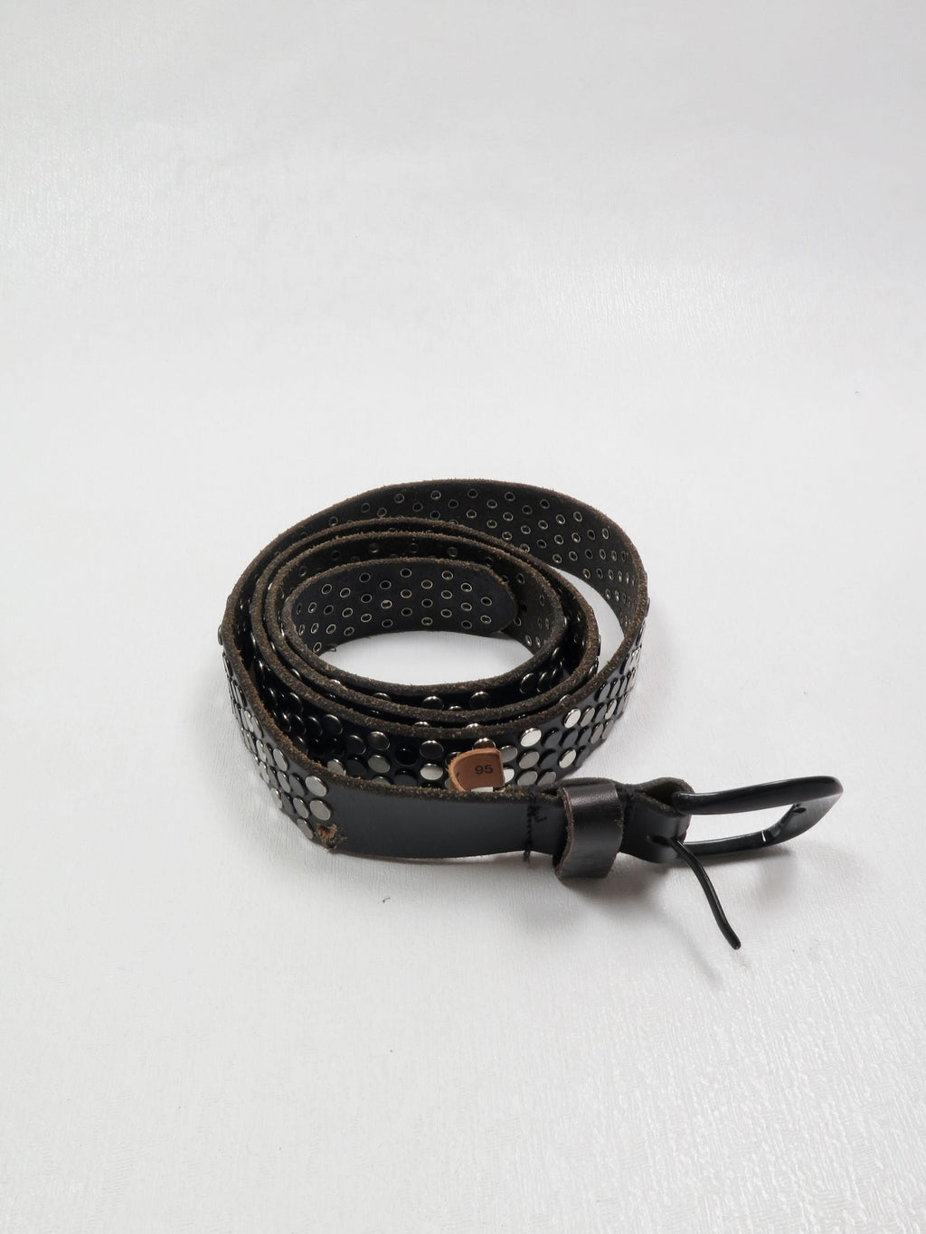 Vintage Black Leather Studded Belt M/L - The Harlequin
