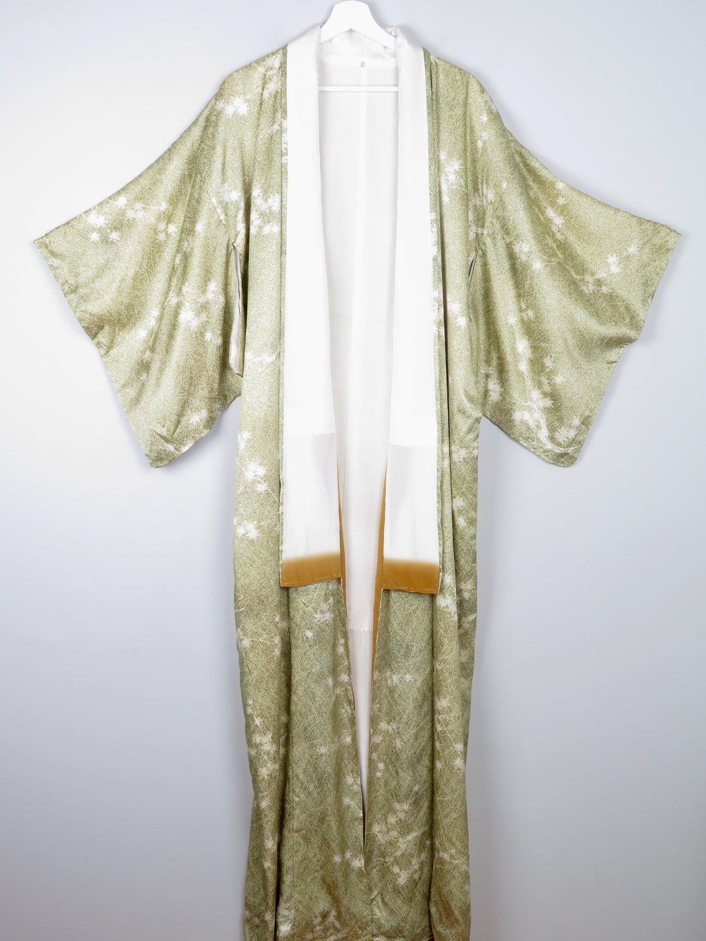 Vintage Green Leaf Print Kimono M - The Harlequin