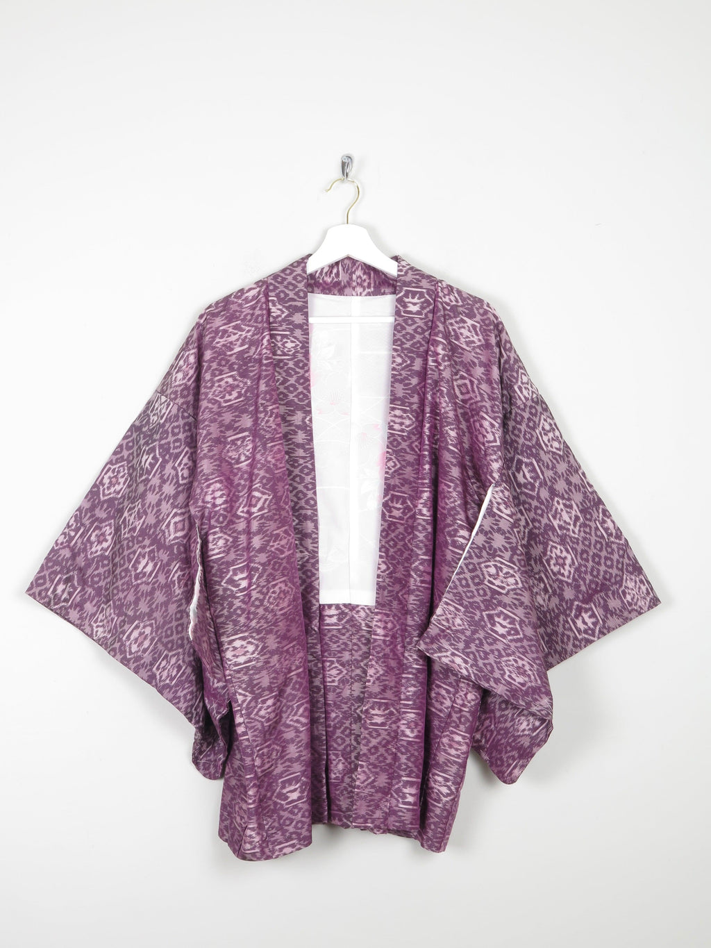Vintage Purple Silk Printed Kimono M/L - The Harlequin