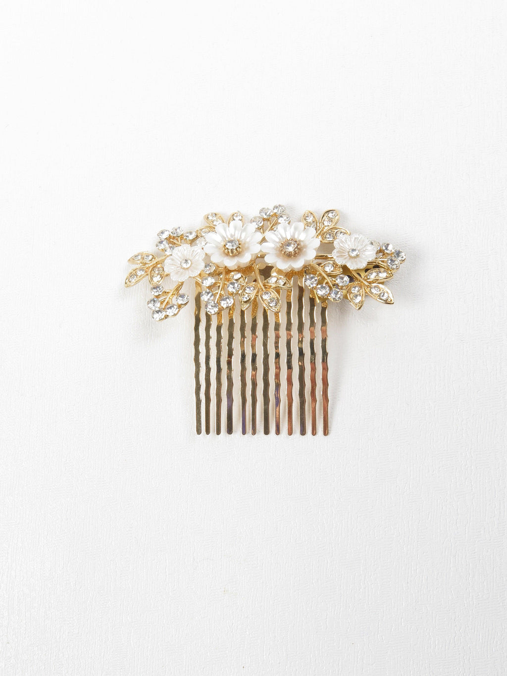 Gold Floral & Diamante Hair Comb - The Harlequin